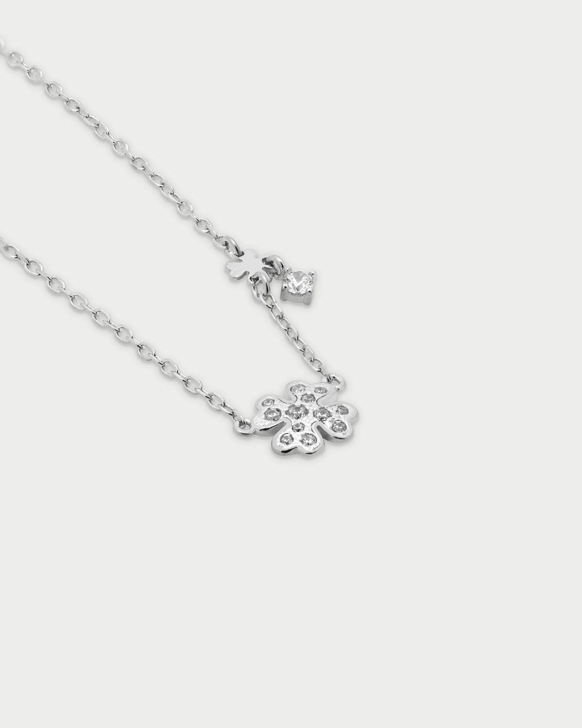 Necklace with chain and pavè four-leaf clover - STARDUST TEN