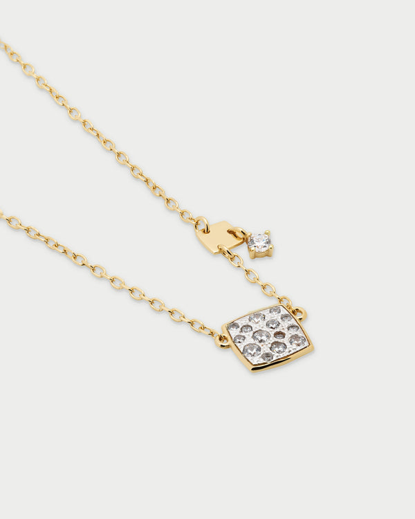 Collar con cadena y cuadrado en pavè - STARDUST TEN