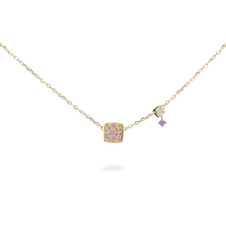 Necklace with chain and pink squared pavè - STARDUST TEN