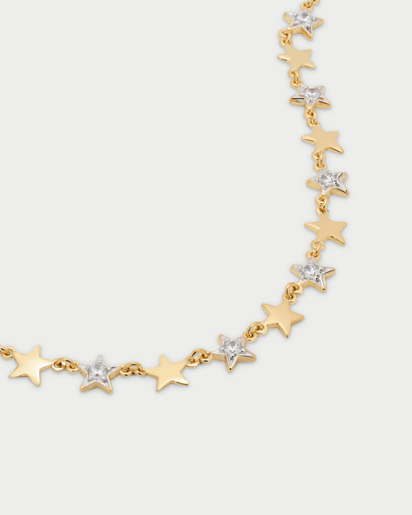 Girocollo con stelle alternate lisce e pavè