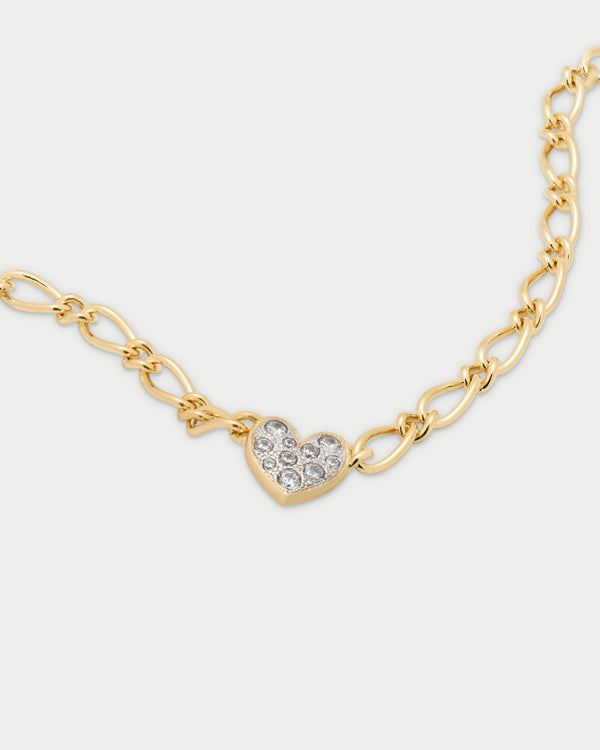 Small pavè heart cheval chain choker - SHAPES
