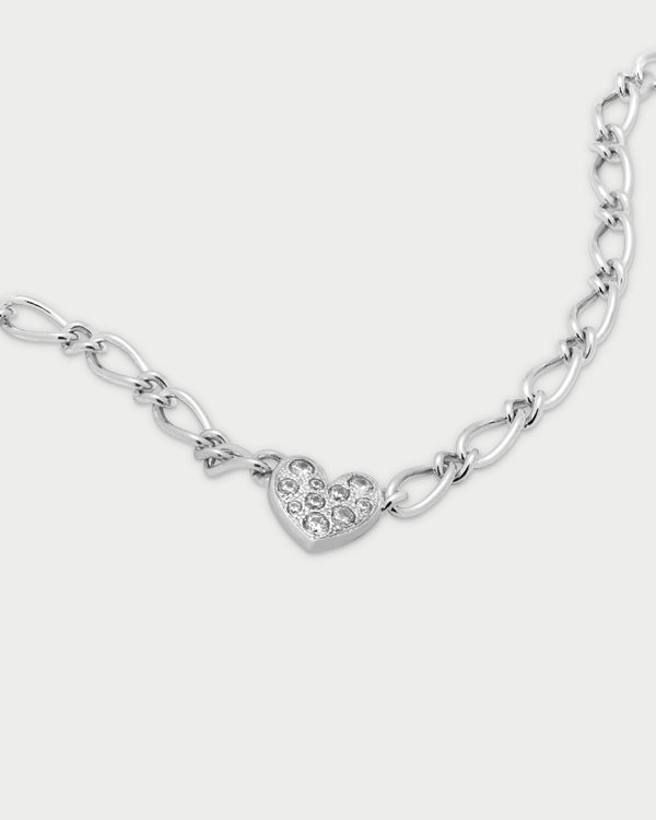 Small pavè heart cheval chain choker - SHAPES