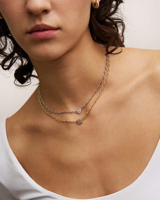 Small pavè heart cheval chain choker - SHAPES