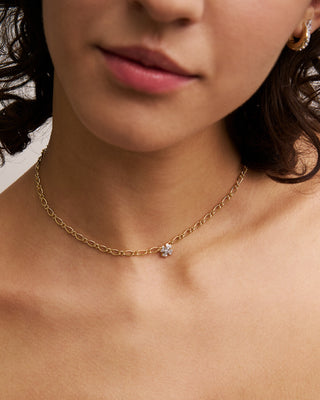 Small pavè four-leaf clover cheval chain choker - SHAPES