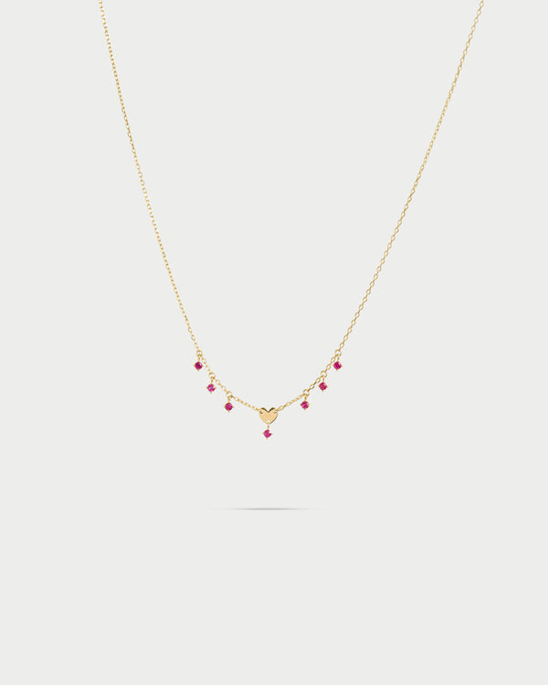 Mini collar de corazones y puntos de luz pendientes