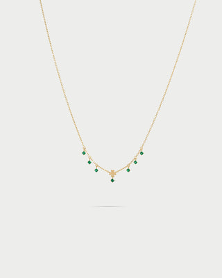 Mini four-leaf clover and green zirconia pendant necklace