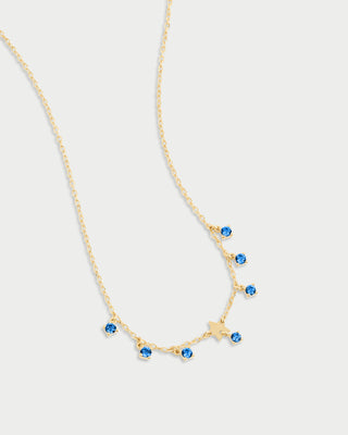 Mini stars and blue zirconia pendant necklace