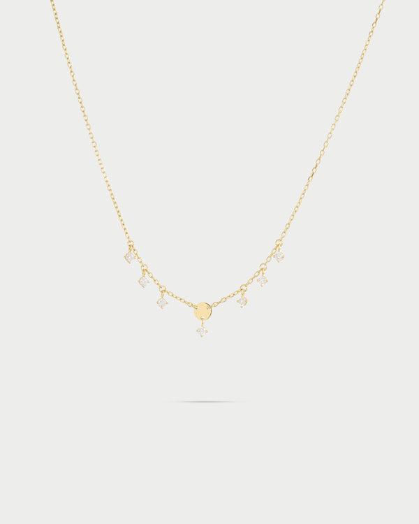 Mini collar de discos y puntos de luz pendientes