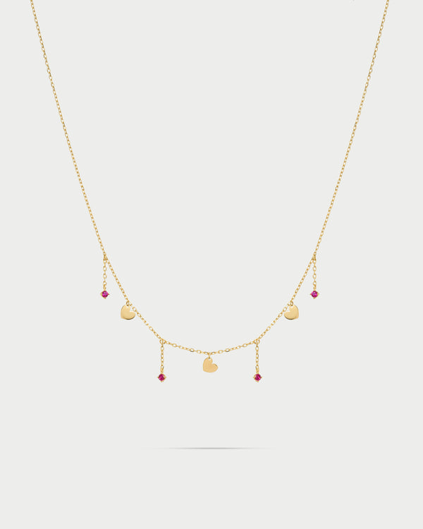 Collar tres mini corazones y puntos de línea de luz