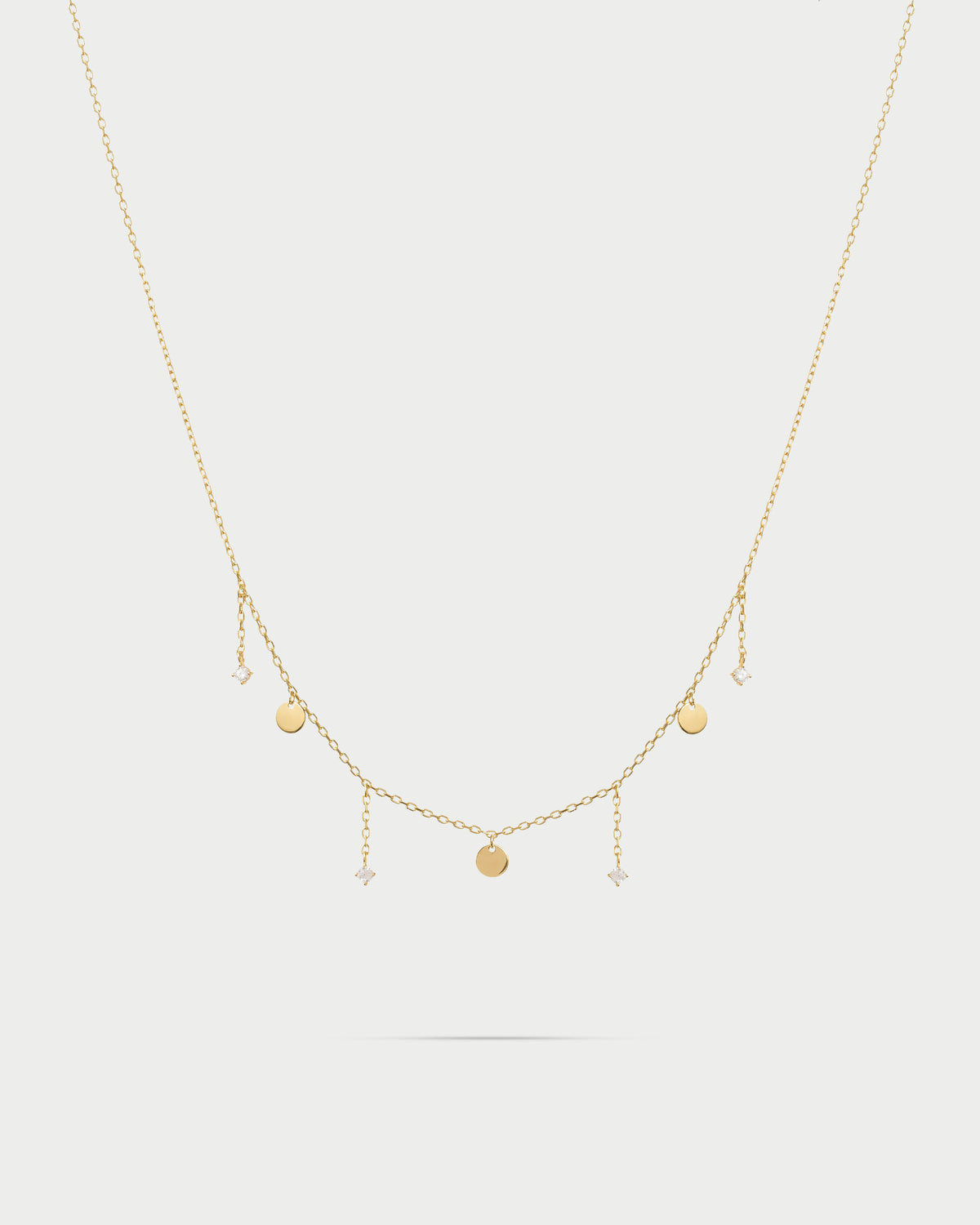 Necklace 3 mini disks and light point  line
