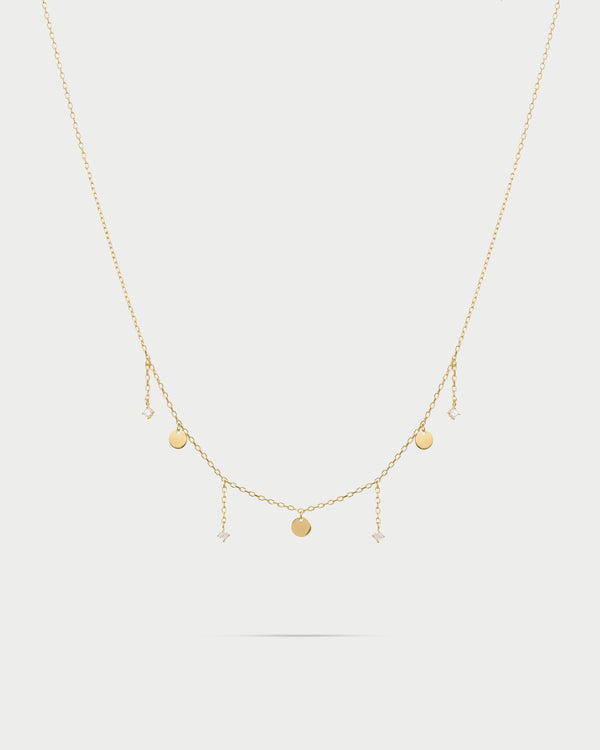 Necklace 3 mini disks and light point  line