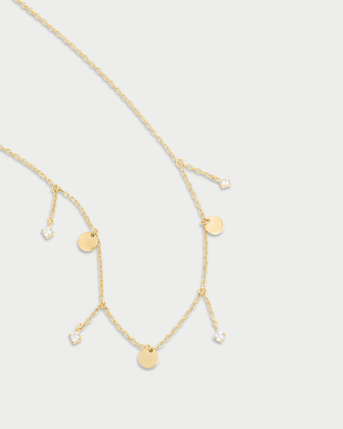 Necklace 3 mini disks and light point  line