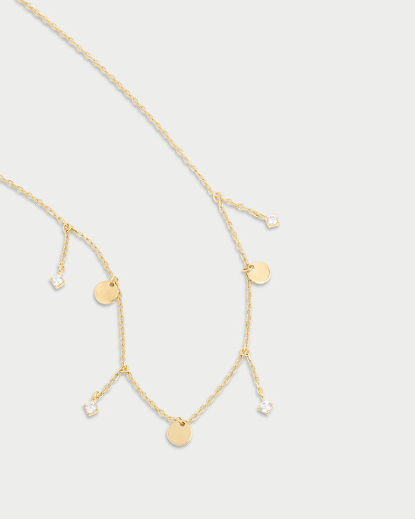 Necklace 3 mini disks and light point  line