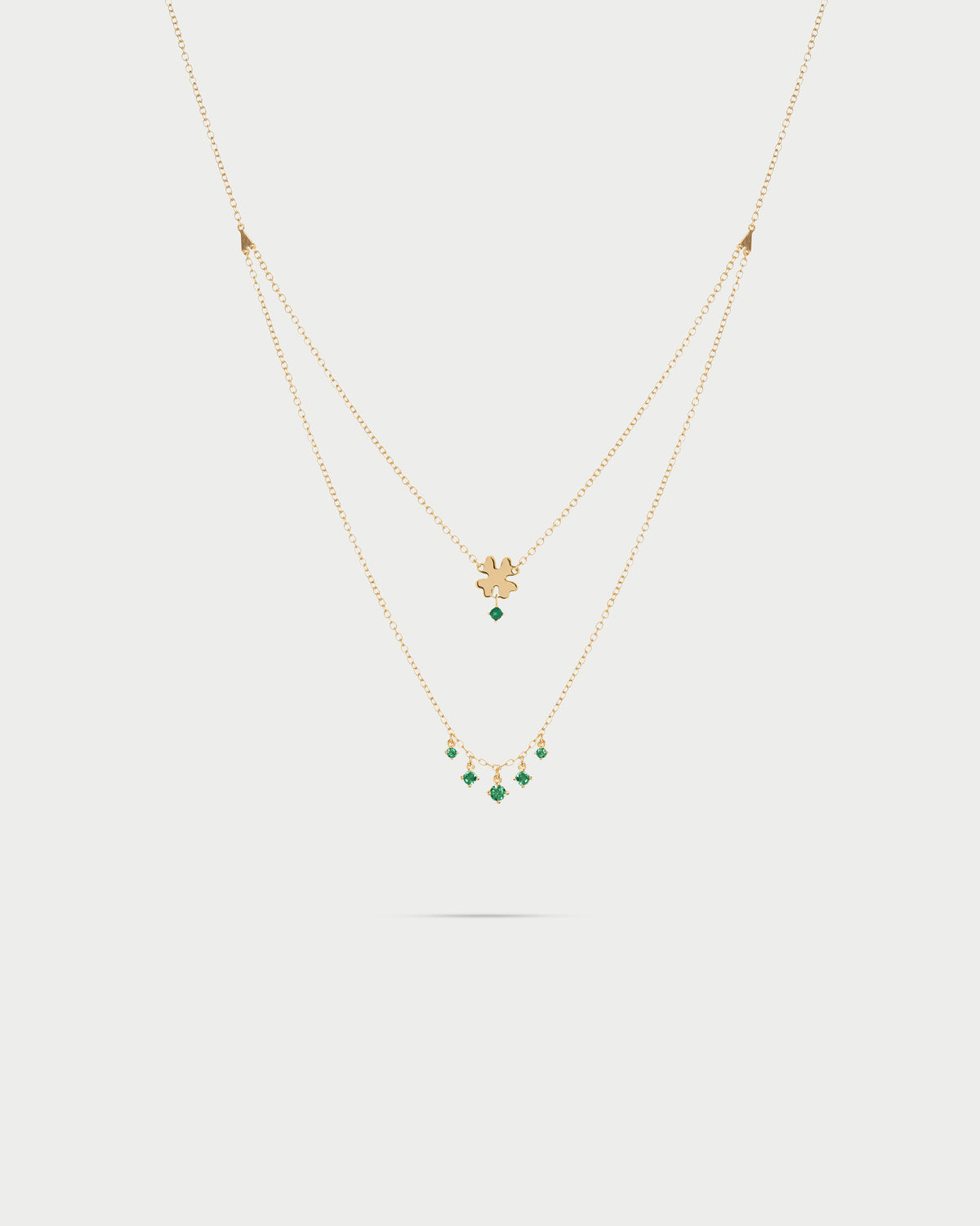 Double four-leaf clover necklace with pendant light points