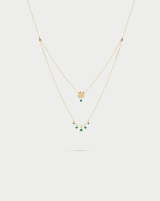 Double four-leaf clover necklace with pendant light points