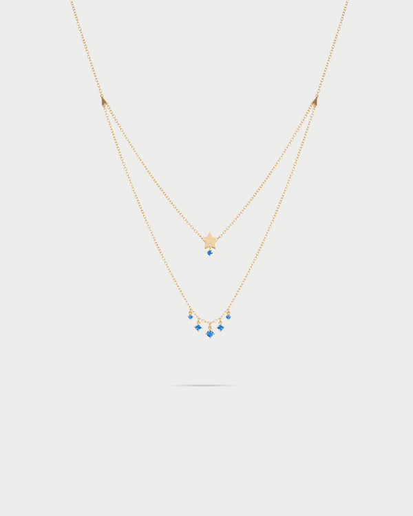 Girocollo double stella e punti luce pendenti