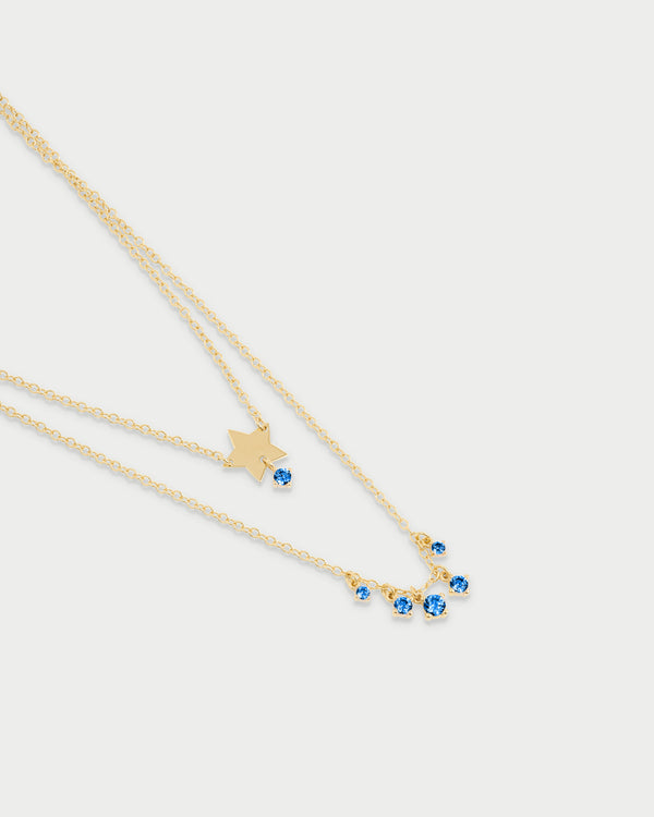 Girocollo double stella e punti luce pendenti