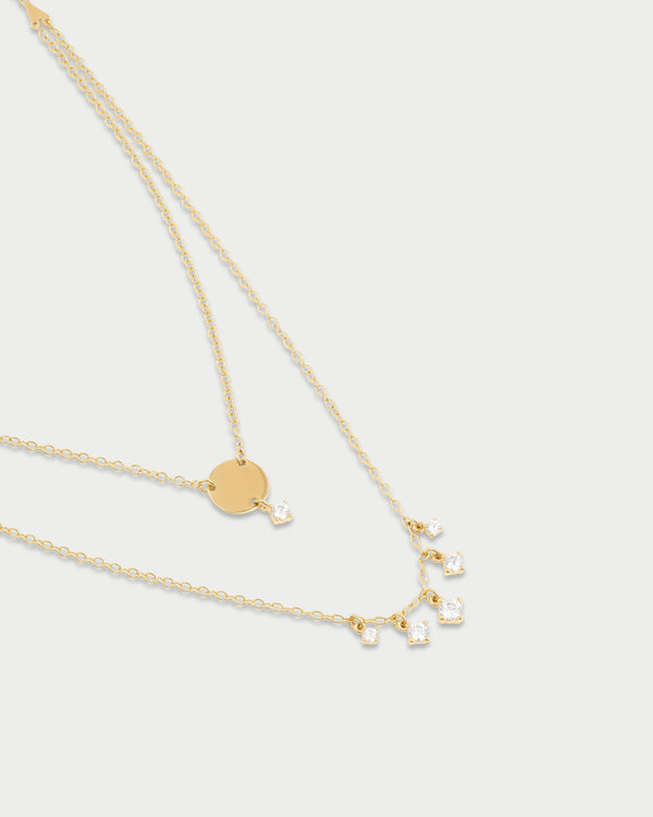 Double disks necklace with pendant light points