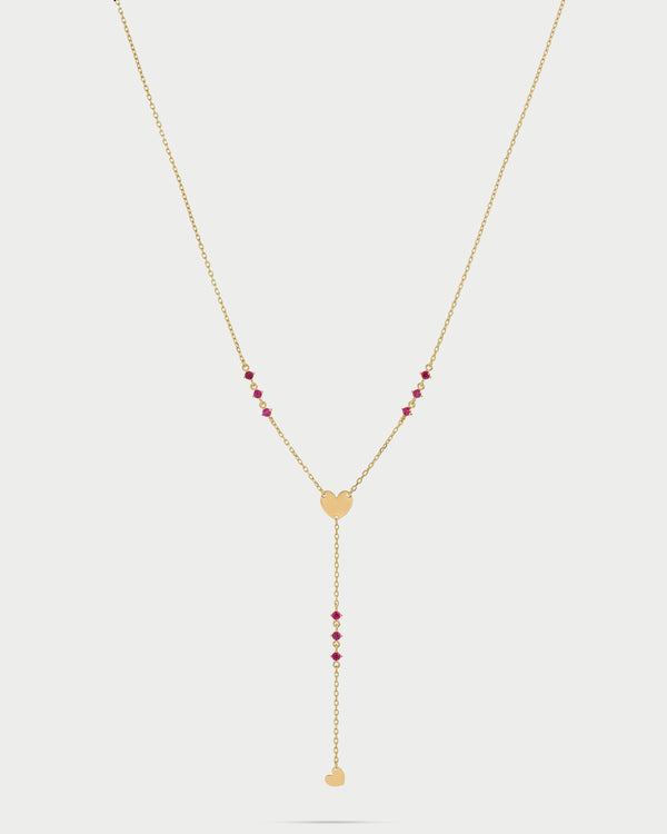 Collar rosario de corazon con circonitas pendientes