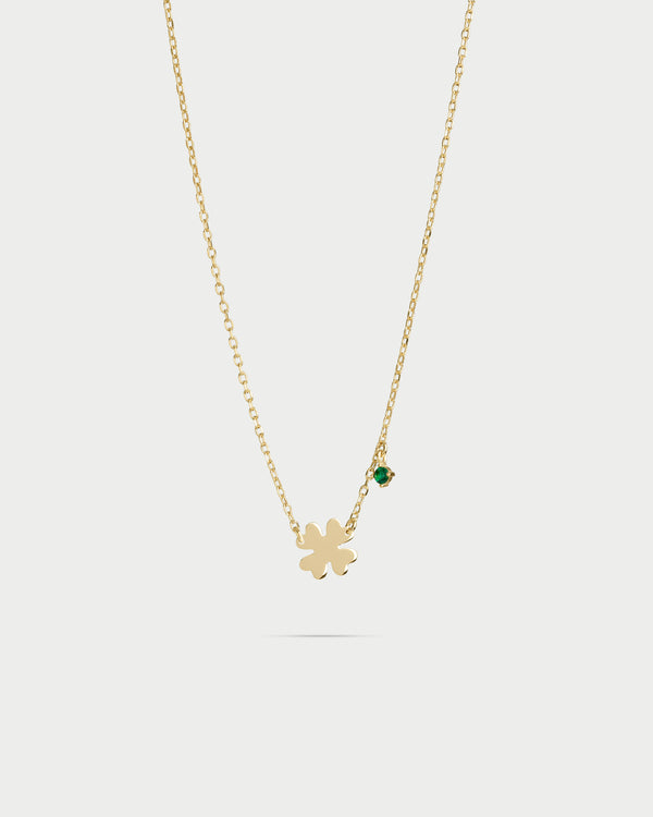 Gargantilla trébol de cuatro hojas y punto de luz