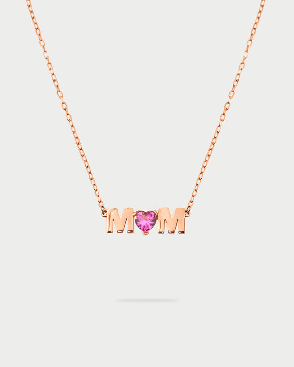 Gargantilla MOM con piedra rosa central