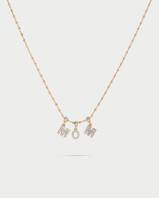 Customizable necklace with dangling letters and zircons