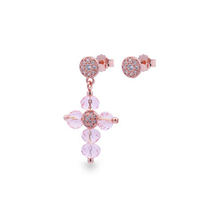 Earring with pink Crystal Cross - Crystal Rainbow