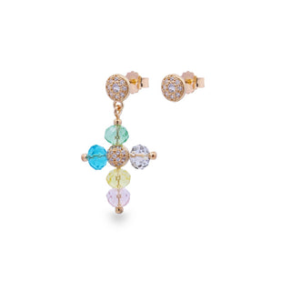 Earring with multicolor Crystal Cross - Crystal Rainbow