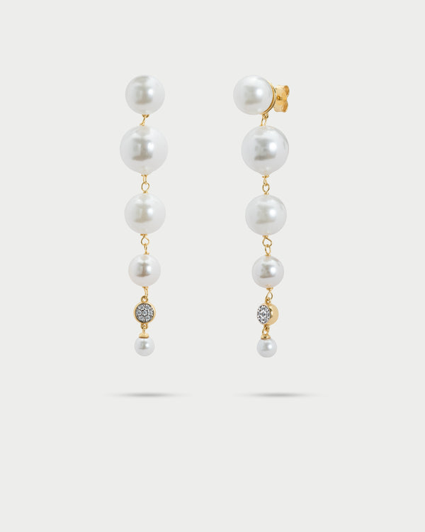 Pair of earrings with a cascade of pearl - WHITESIDE