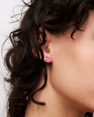 Pair of earrings chic bow neon pink - CANDY BOW