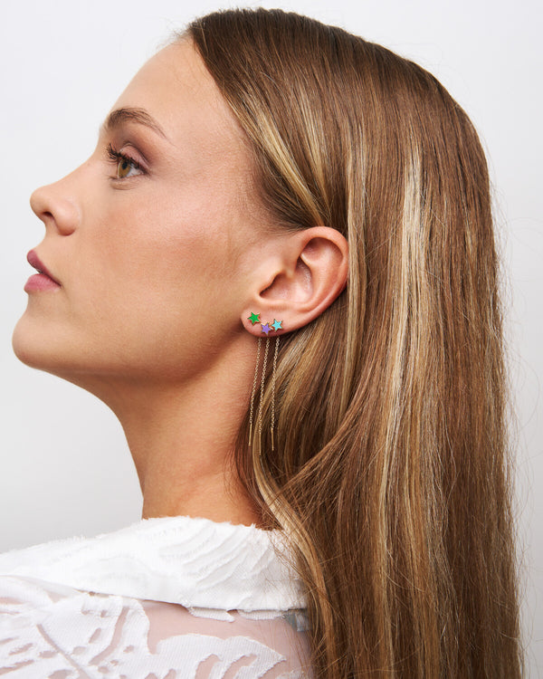 Pendiente individual cadena colgante y estrella esmaltada - ColorFUN