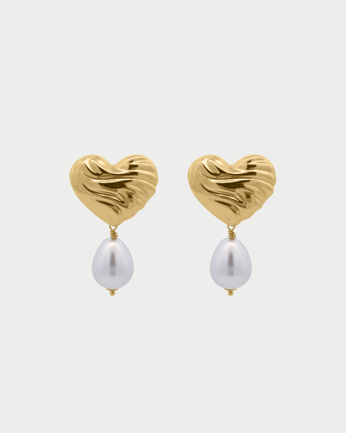Pair of Bold Pearl Heart Earrings