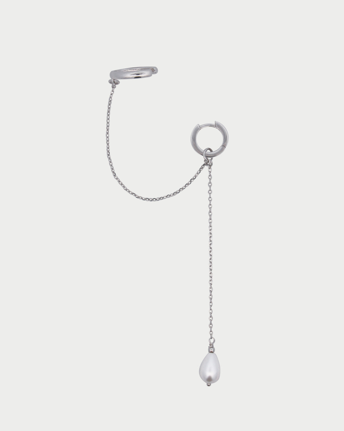 Single Earring With Earcuff Pearl Drop
