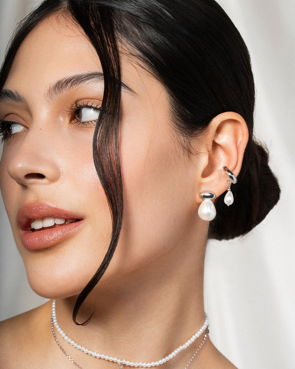 Coppia Di Orecchini Ellisse Pearl Halo