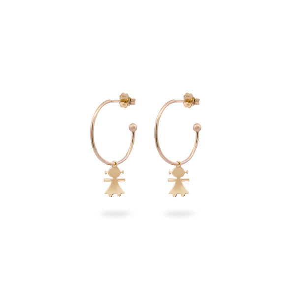 Hoop Earrings Micro Pendant - Little Girl