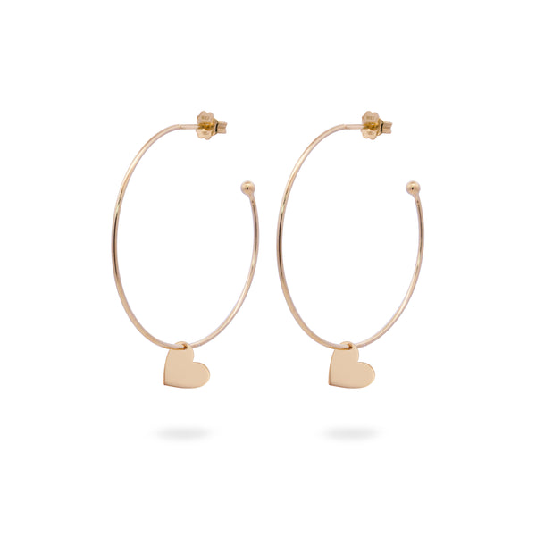 Hoop Earrings Micro Pendant - Heart