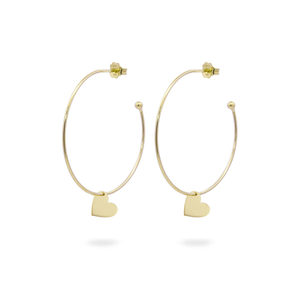 Hoop Earrings Micro Pendant - Heart