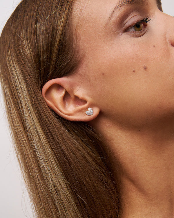 Pendientes pequeños de pavé lóbulo corazón - STARDUST TEN