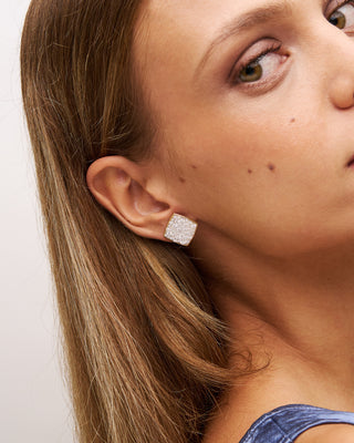 Oversized pavé square lobe earrings - STARDUST TEN