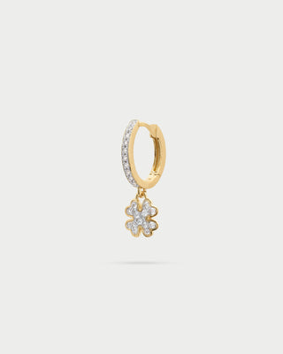 Four-leaf clover pavè hoop single-earring small - STARDUST TEN