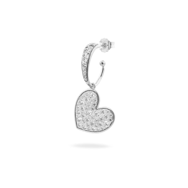 Oversized pavé heart single-earring hoop - STARDUST TEN