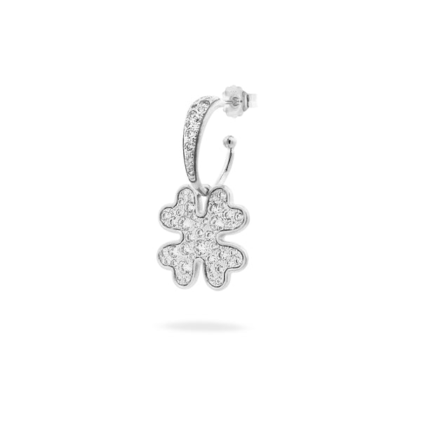 Pendiente único de aro con pavé de trébol de cuatro hojas - STARDUST TEN