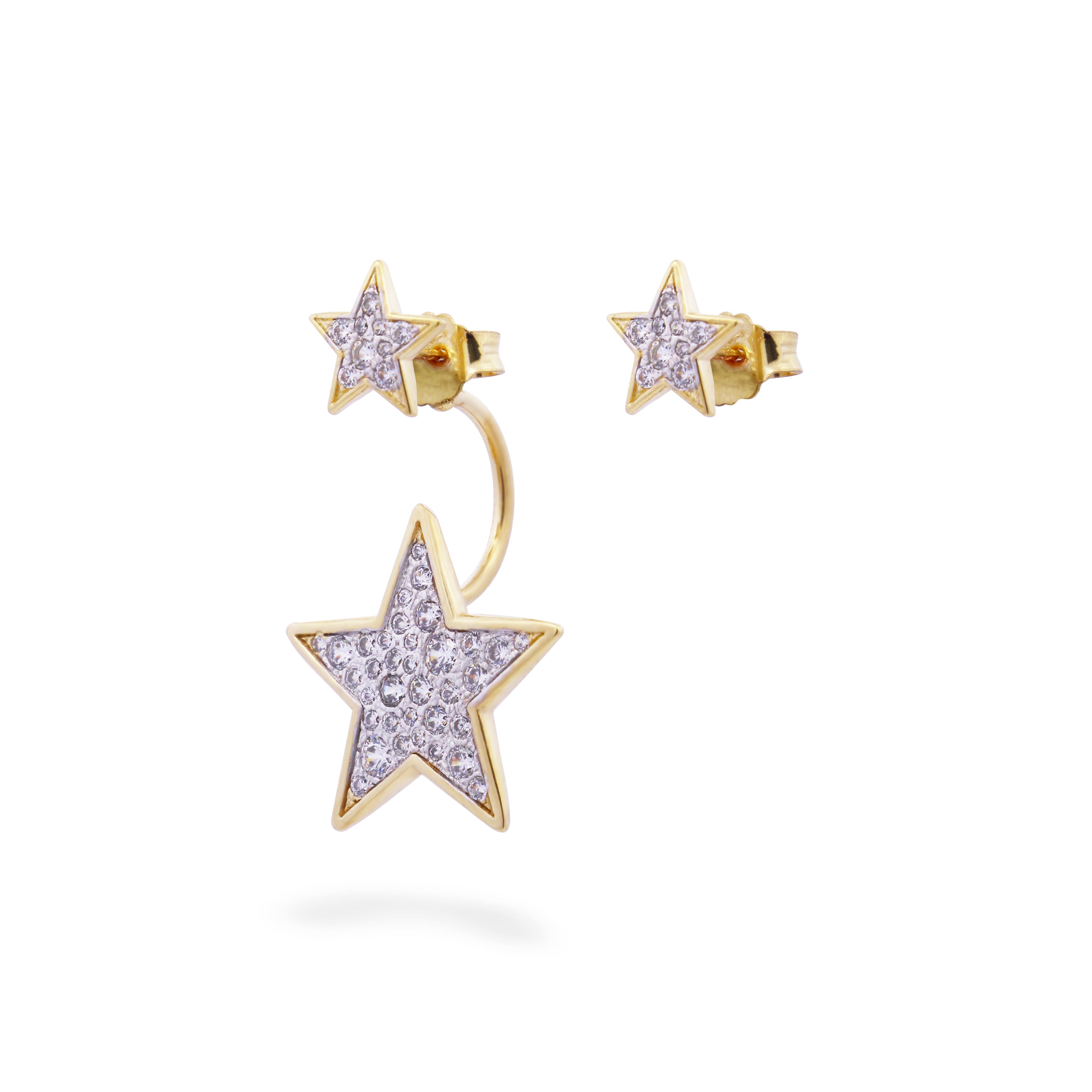 Borchie A Stella Argento Con Polsino Arrampicata &ndash; Orecchini Crawler Glamour &ndash; Regalo Donna