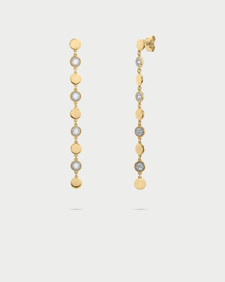 Drop earrings with pavé and plain circles -STARDUST TEN