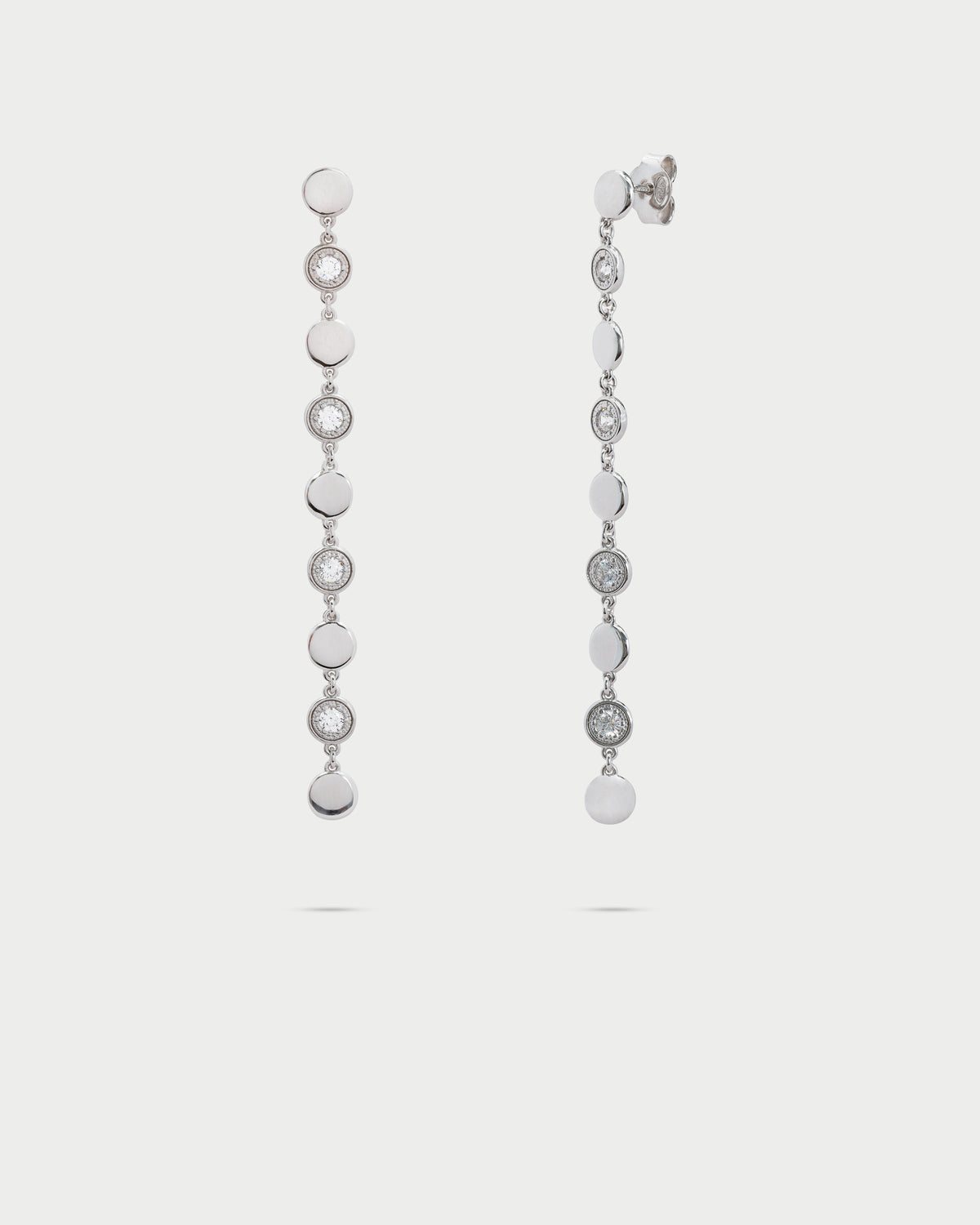 Drop earrings with pavé and plain circles -STARDUST TEN