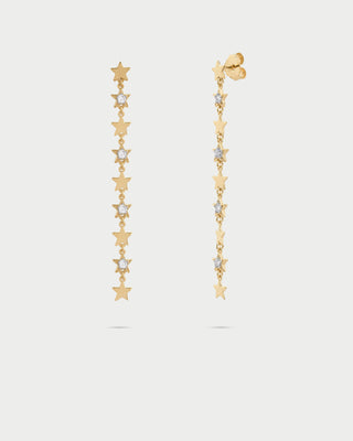 Drop earrings with pavé and plain stars -STARDUST TEN