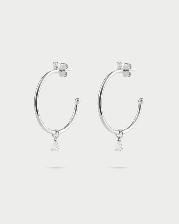 Mini drop pendant thin hoop earrings - SHAPES