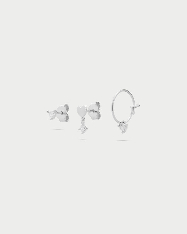 Hearts and light point tris earrings