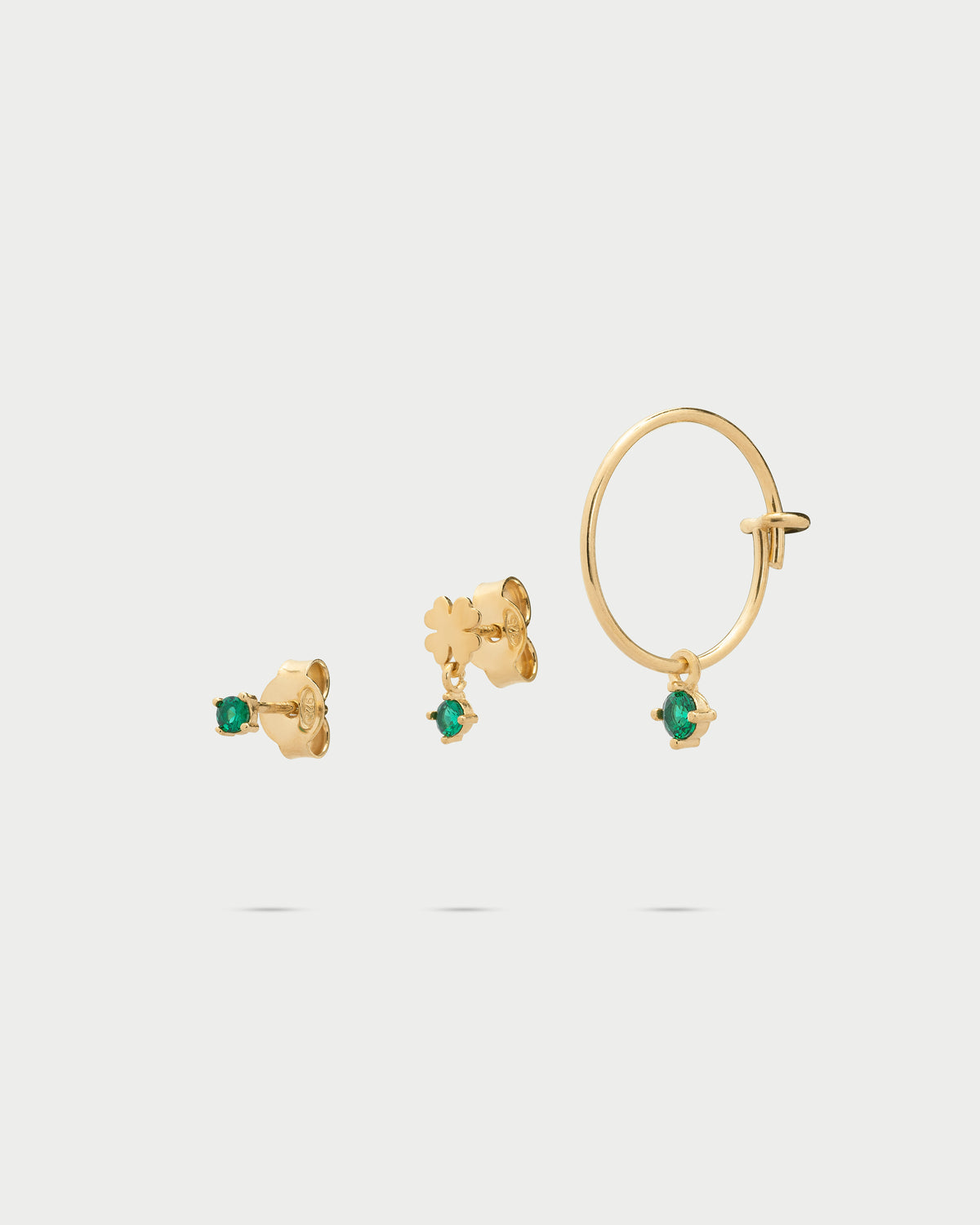Four-leaf clovers and light point tris earrings