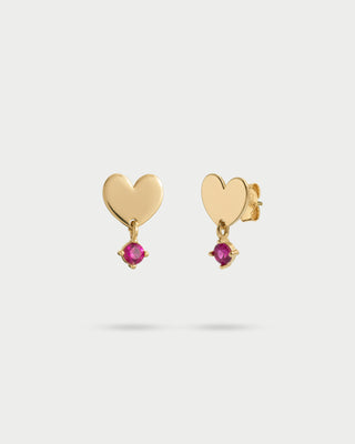 Lobe heart earrings with light point